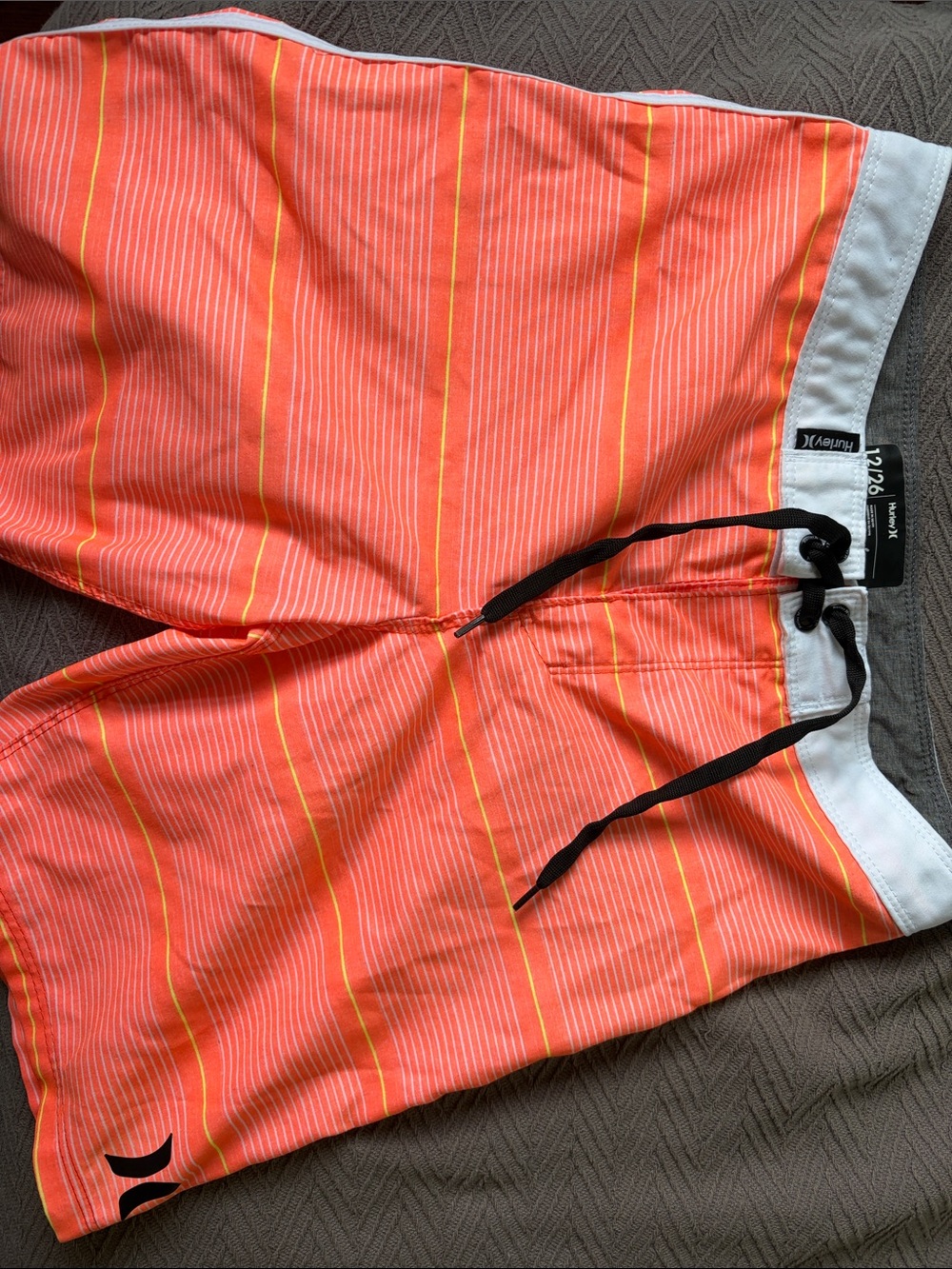 Hurley boy’s Coral Orange Striped Hybrid Shorts